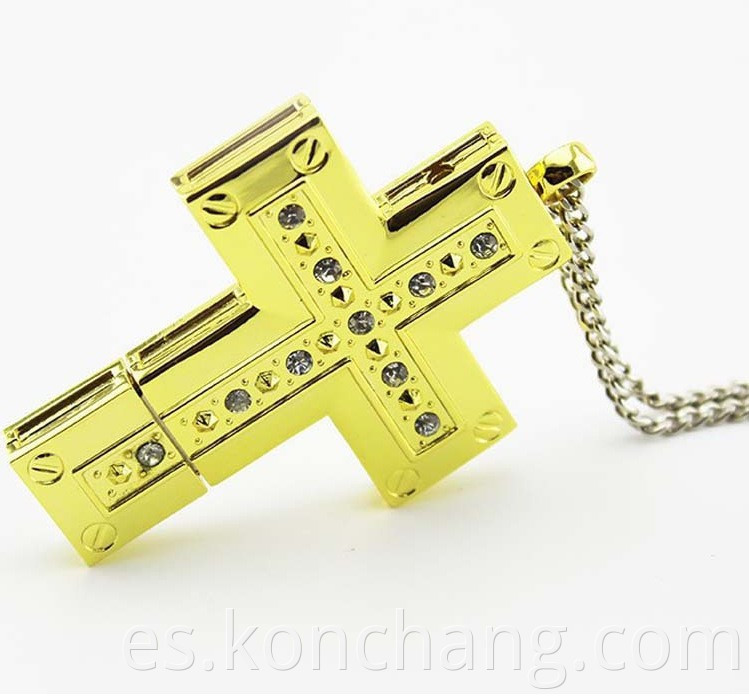 Metal Crystal Cross USB Flash Drive